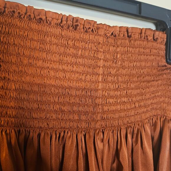 Natural Life Xs / S Extra Small Satin Skort Ribbed Shiny Terra Cotta Bronze - Picture 5 of 7